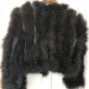 Black feathered jacket